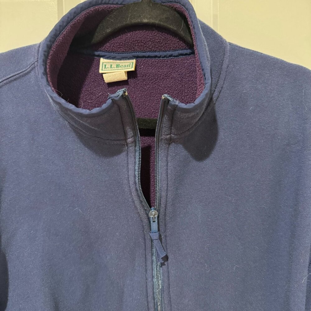 Vintage L.L.Bean Blue Zip Up Sweatshirt - Size Medium Tall - Picture 2 of 5